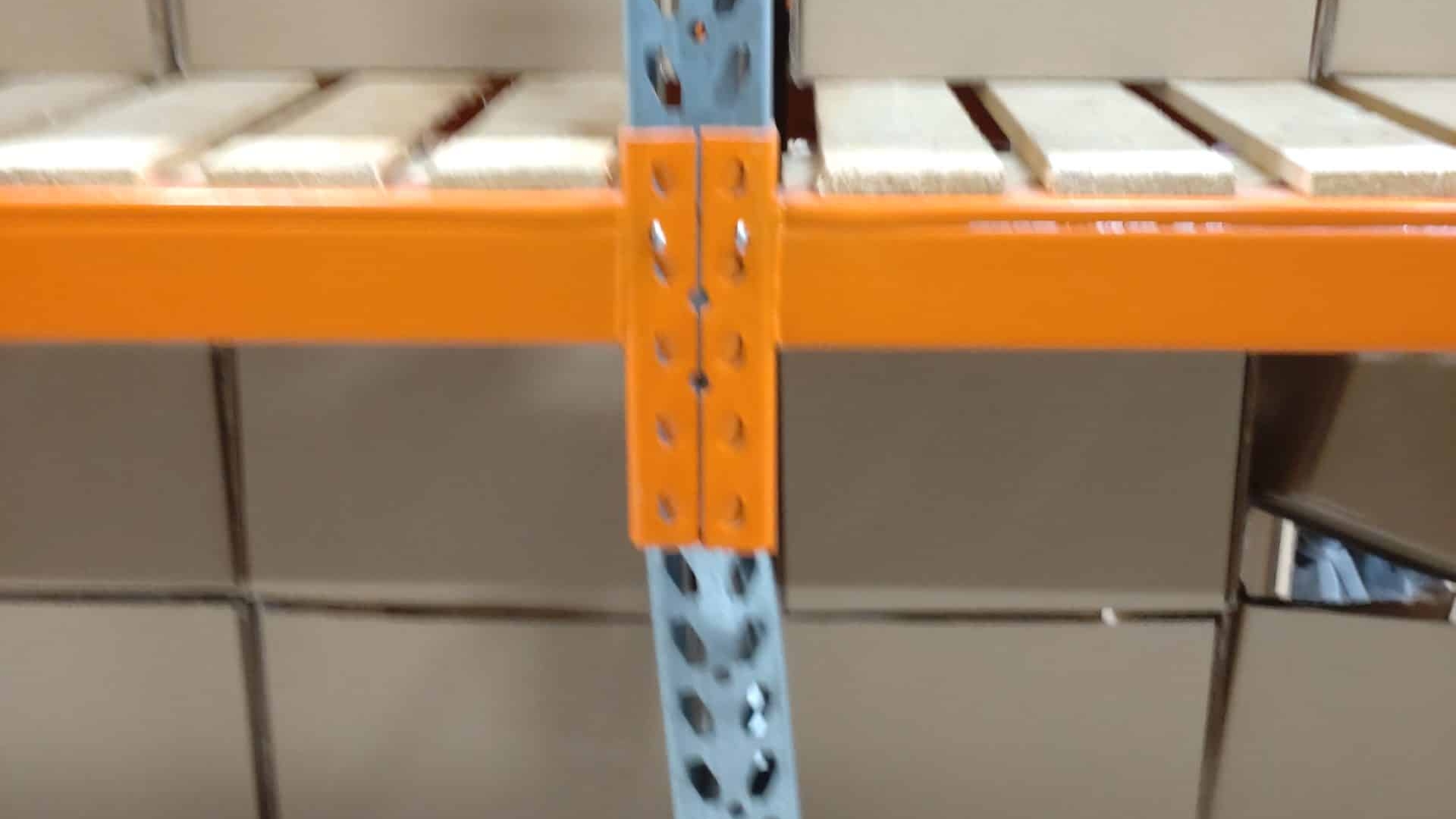 A damaged pallet racking upright