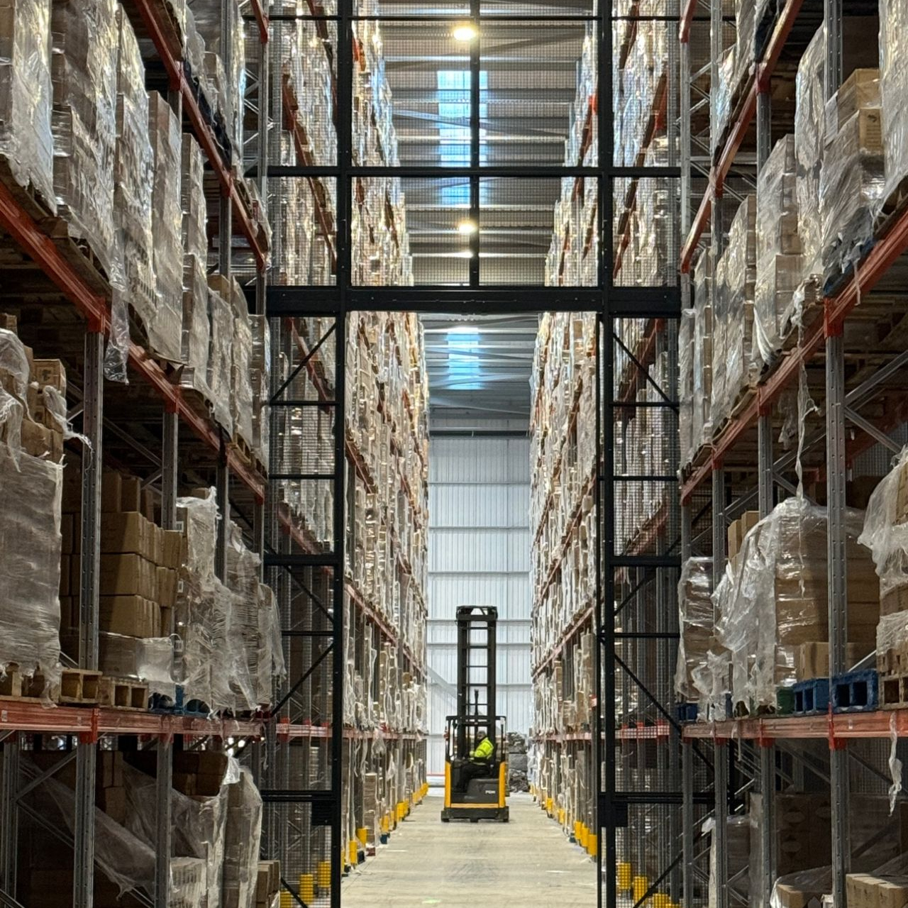 Aerosol caging within pallet racking