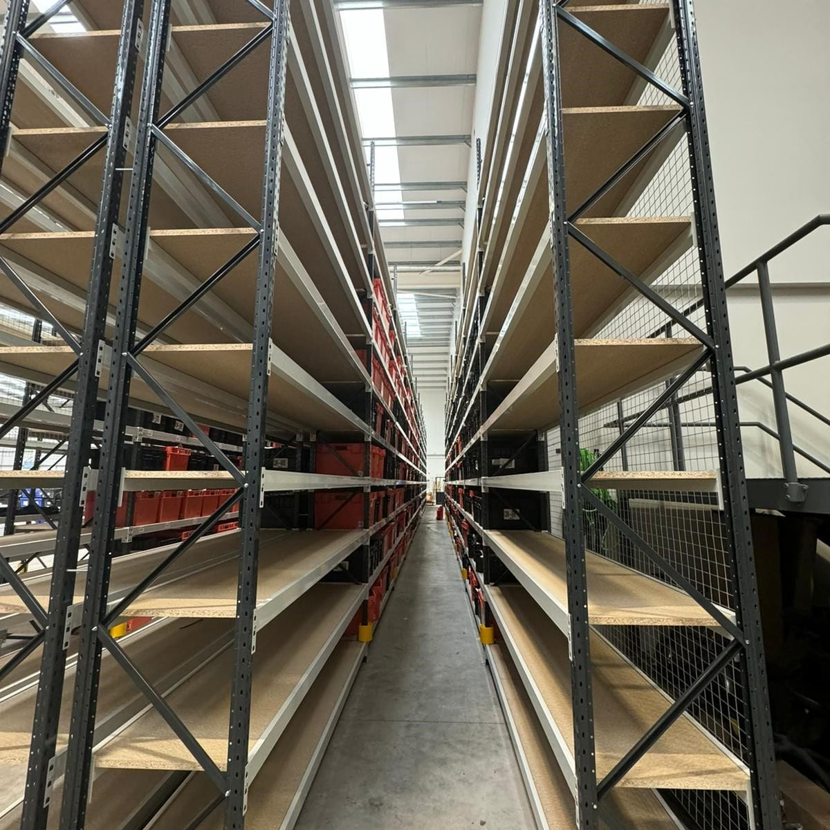 heavy-duty longspan shelving, with chip board decks