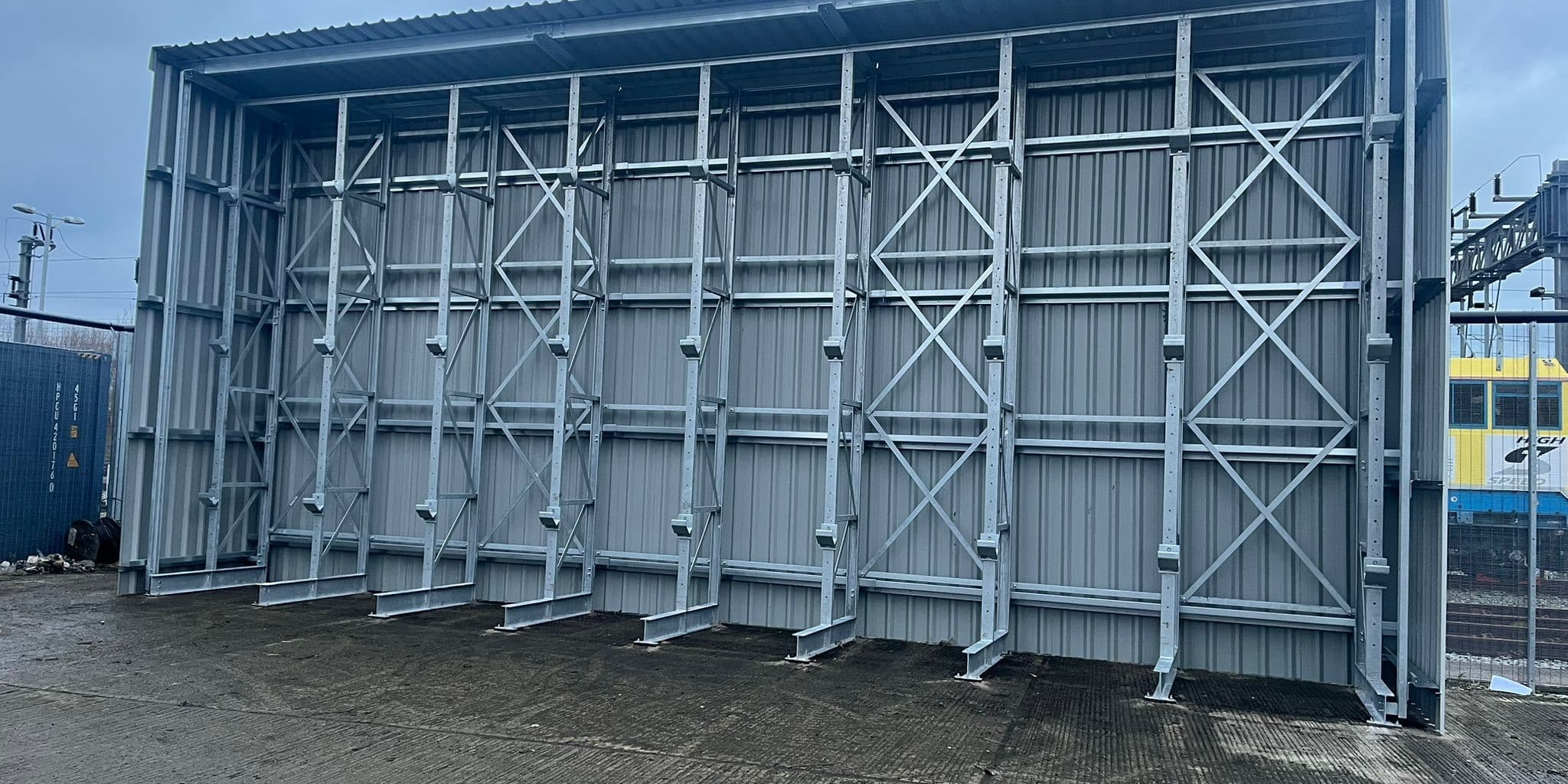 External cantilever shed